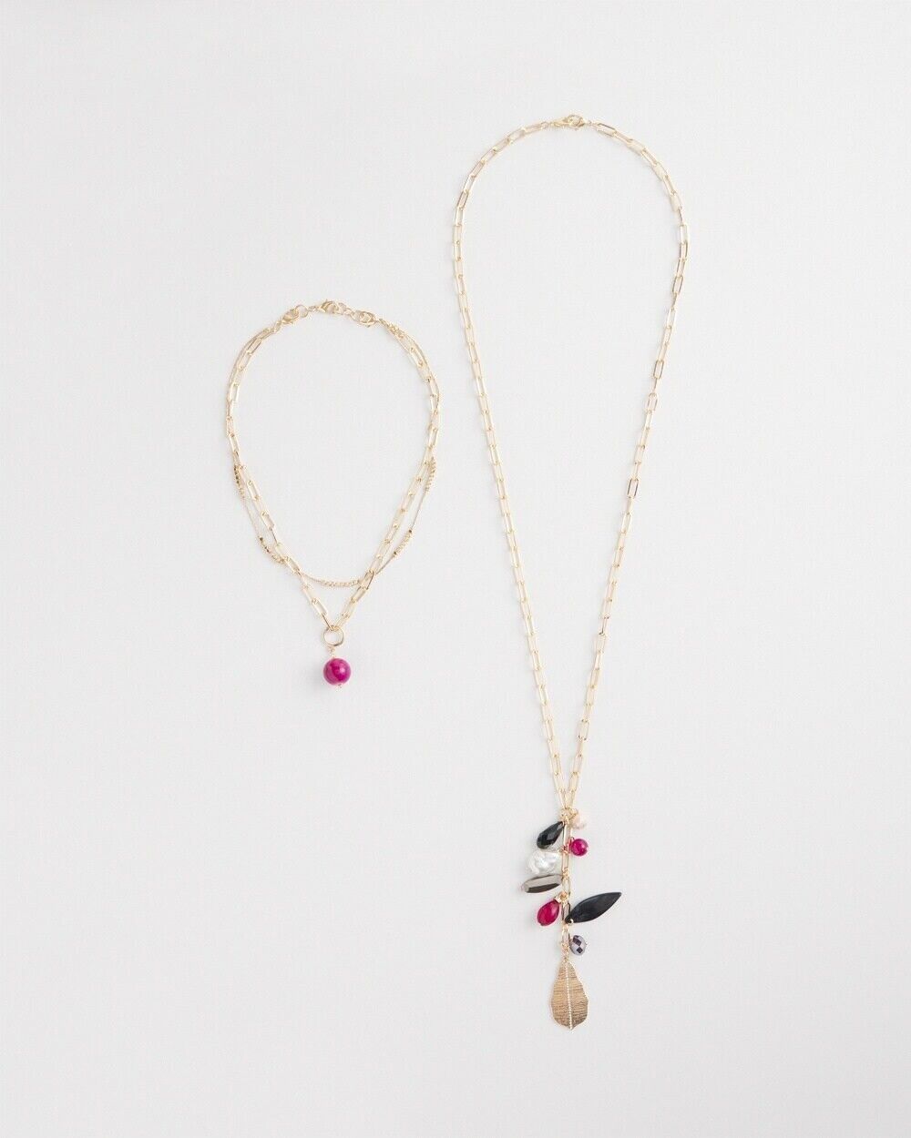 CHICO' S PURPLE BEADED CONVERTIBLE NECKLACE