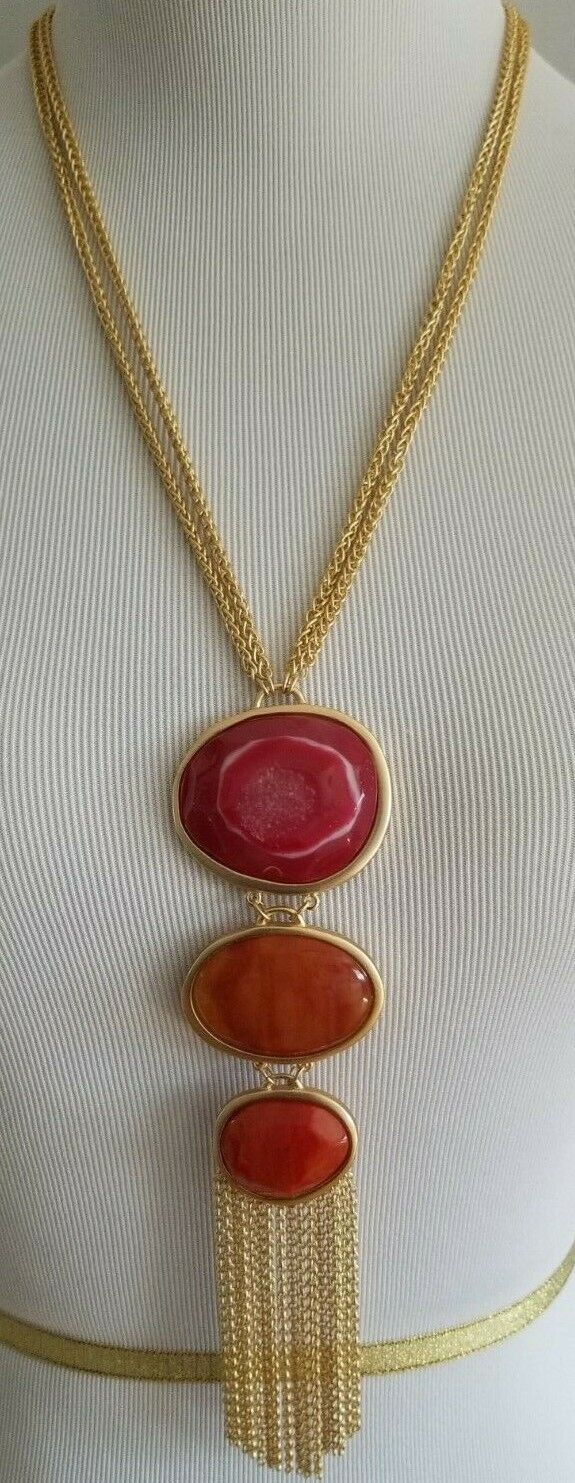 CHICO'S WARM-TONE TRIPLE-PENDANT NECKLACE