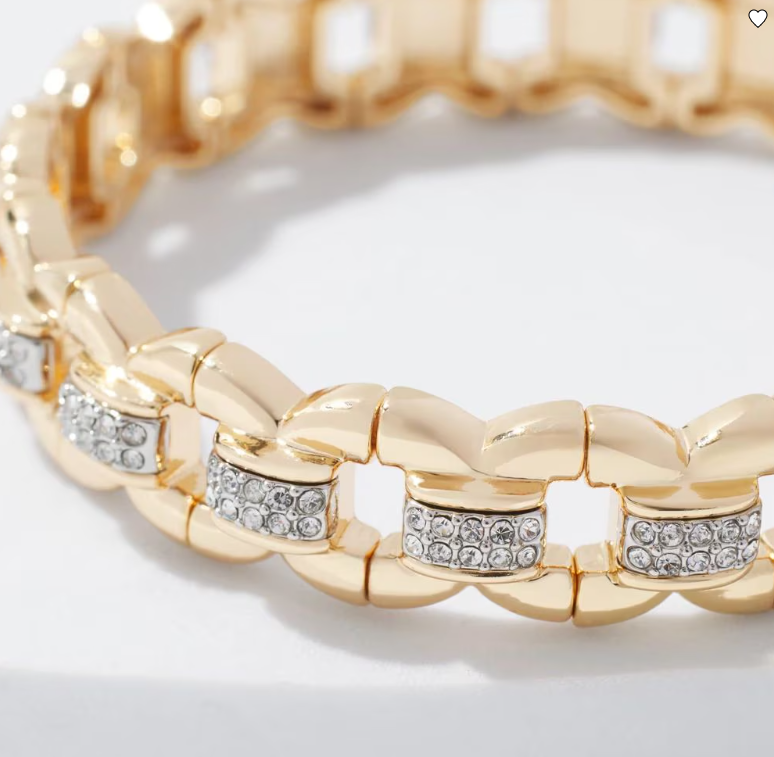 WHITE HOUSE BLACK MARKET GOLD PAVE LINK STRETCH BRACELET