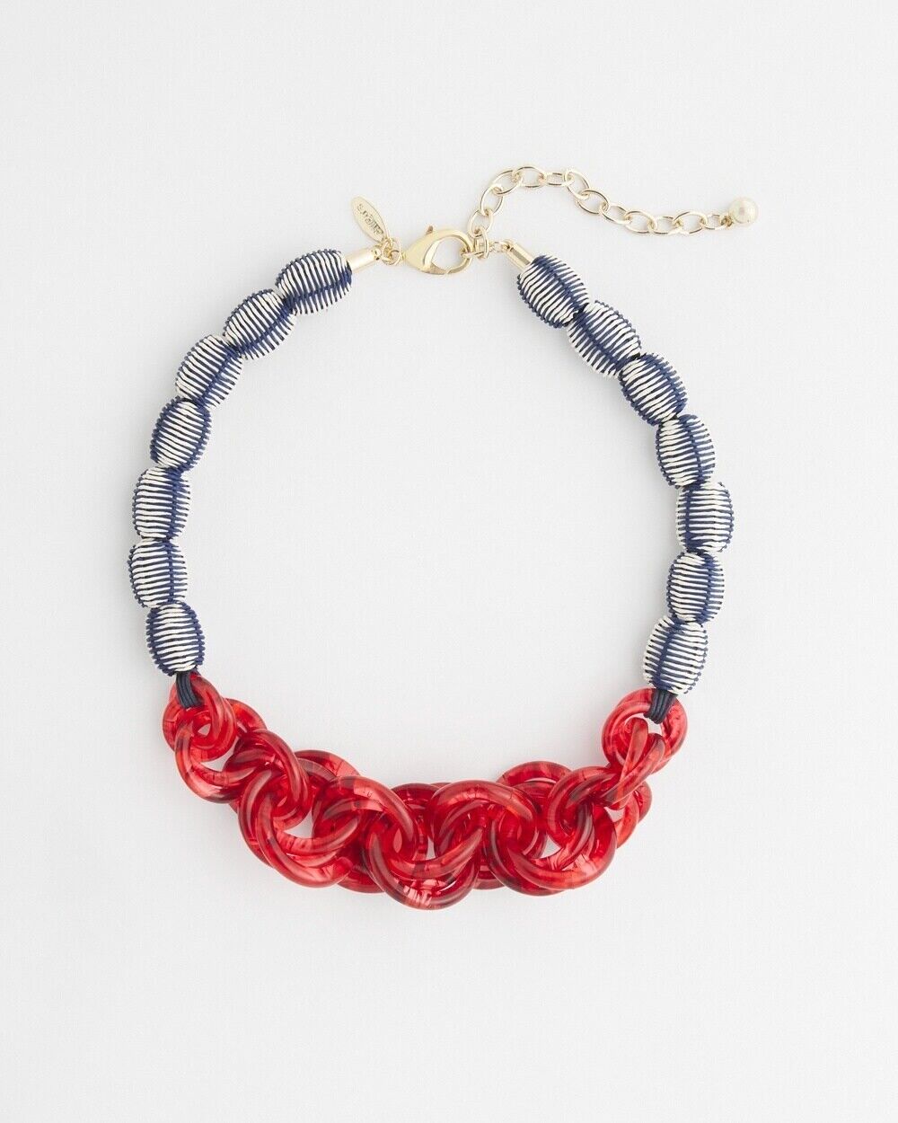 CHICO'S RAFFIA RESIN BIB NECKLACE