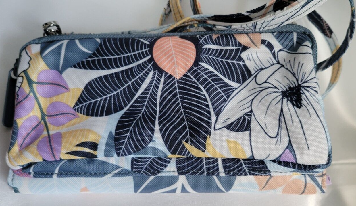 Vera Bradley Lighten Up RFID Wallet Crossbody Palm Floral