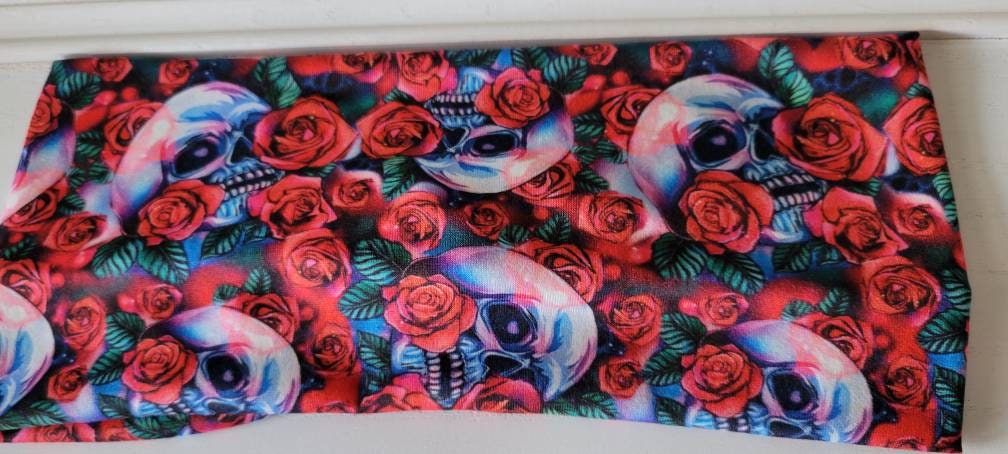 Headskull & Red Roses Twisted Headband