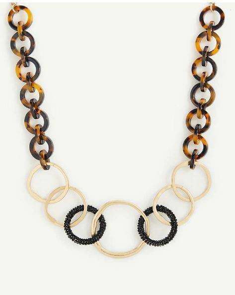 ANN TAYLOR Tortoiseshell Print Ring Necklace