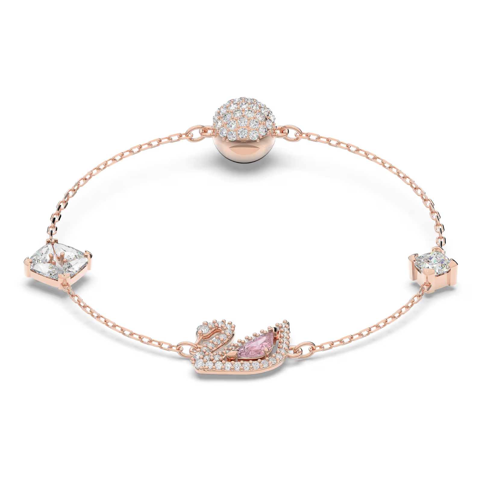 Swarovski Swan bracelet Magnetic closure, Swan, Pink, Rose gold-tone plated