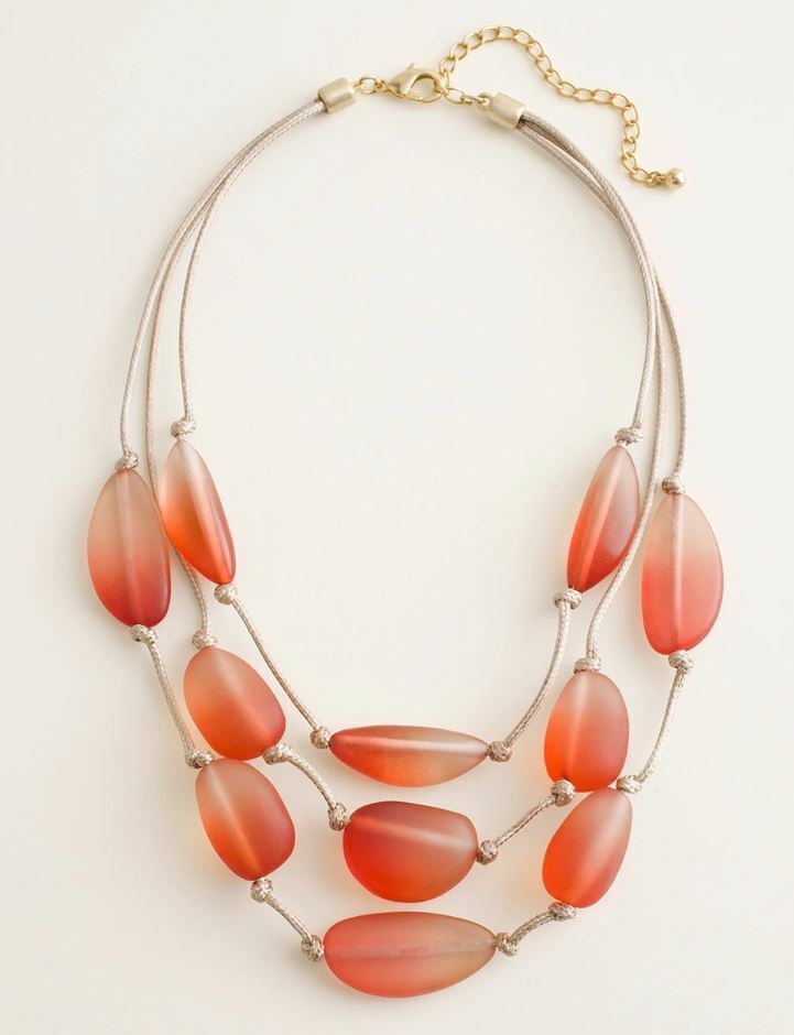 CHICO'S CORAL-HUED ILLUSION NECKLACE