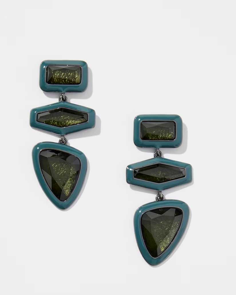 CHICO'S GREEN LINEAR DROP EARRINGS