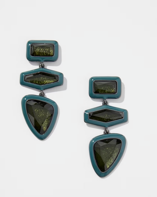 CHICO'S GREEN LINEAR DROP EARRINGS