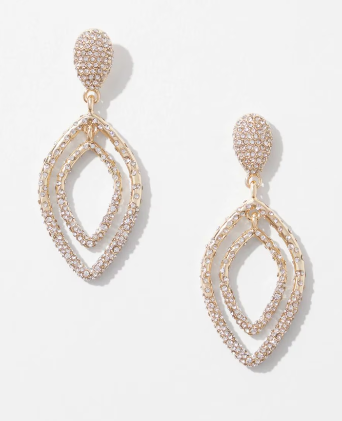 White House Black Market Gold-Dusted Pave Earrings