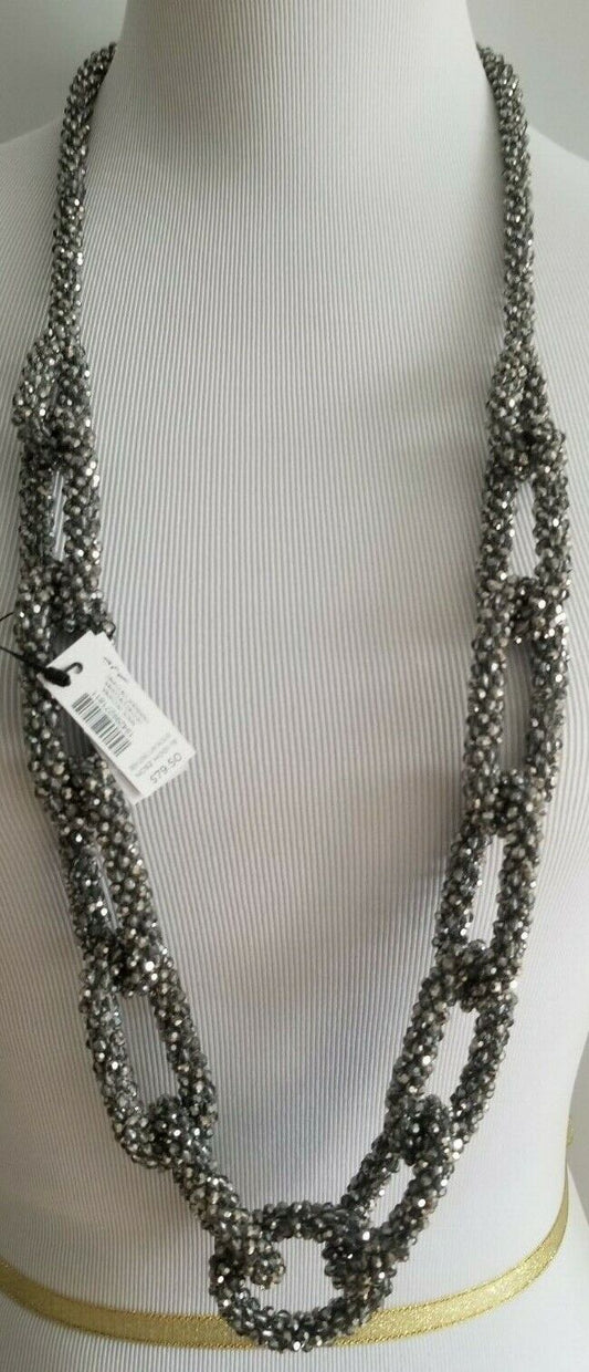 CHICO'S LONG SILVERTONE LUMI SINGLE-STRAND NECKLACE