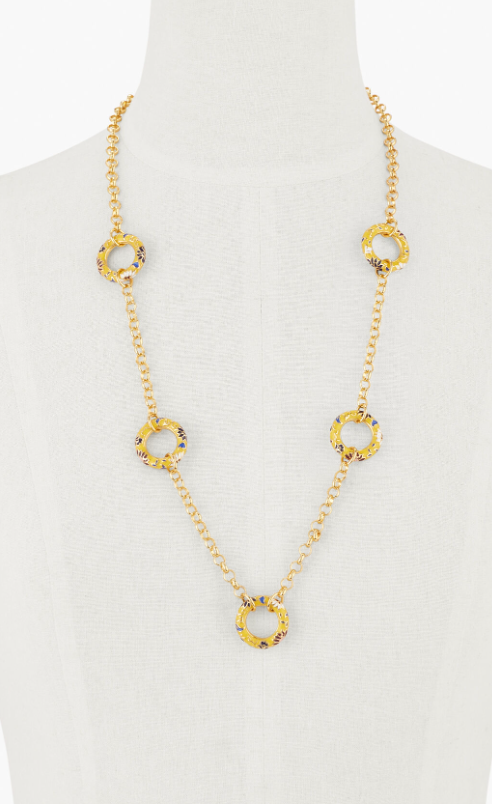 TALBOTS FLORAL ENAMEL LONG NECKLACE