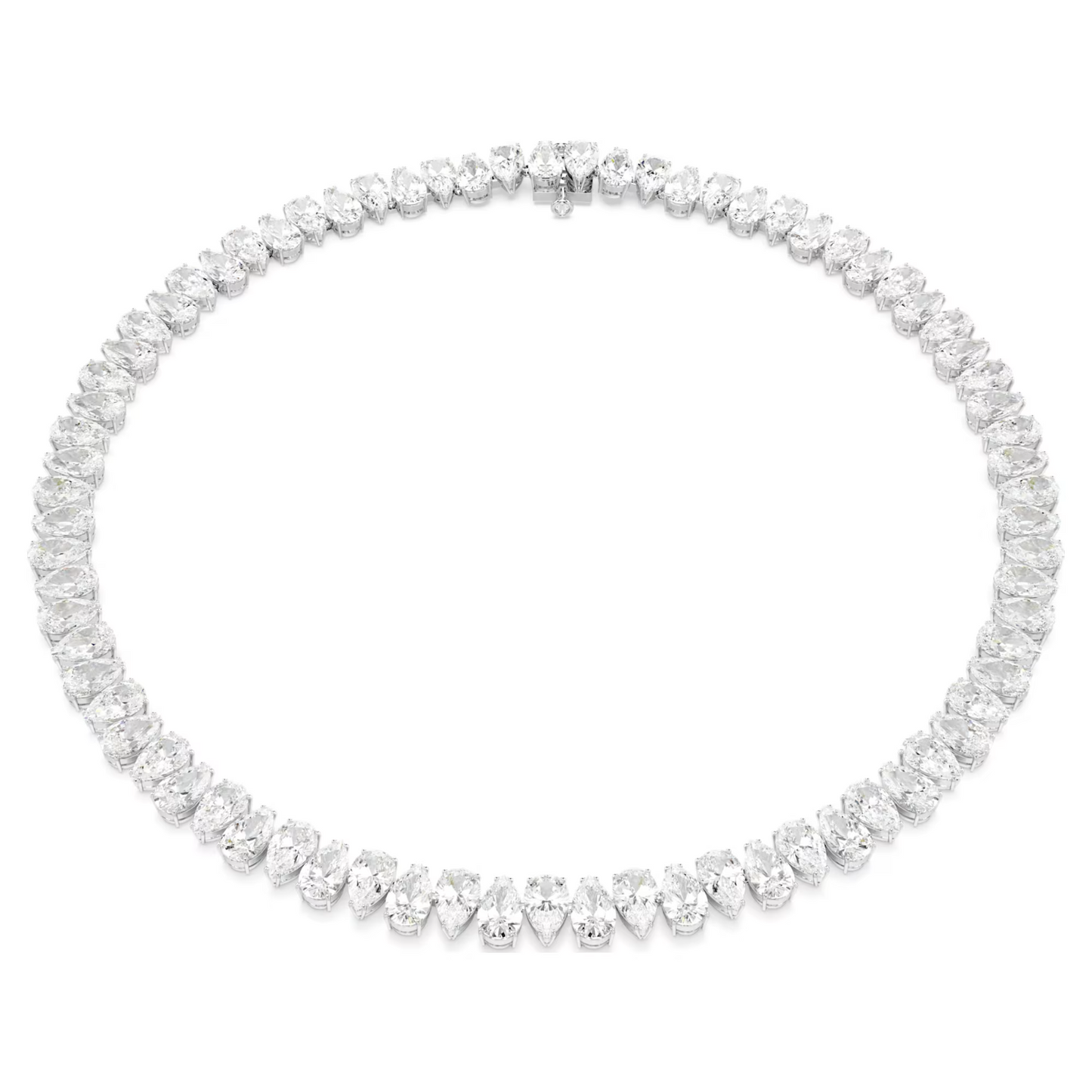 Swarovski Matrix Tennis necklace Pear cut, White, Rhodium plated