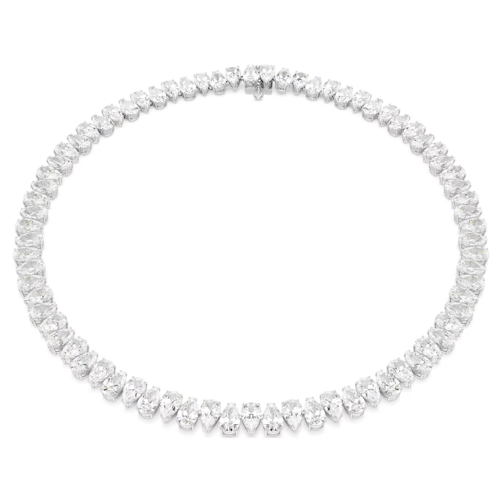 Swarovski Matrix Tennis necklace Pear cut, White, Rhodium plated