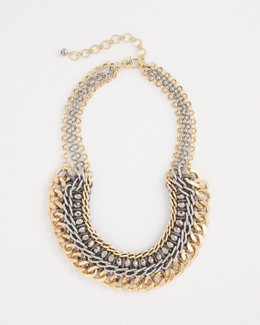 CHICO' S MIXED METAL CHAIN COLLAR NECKLACE