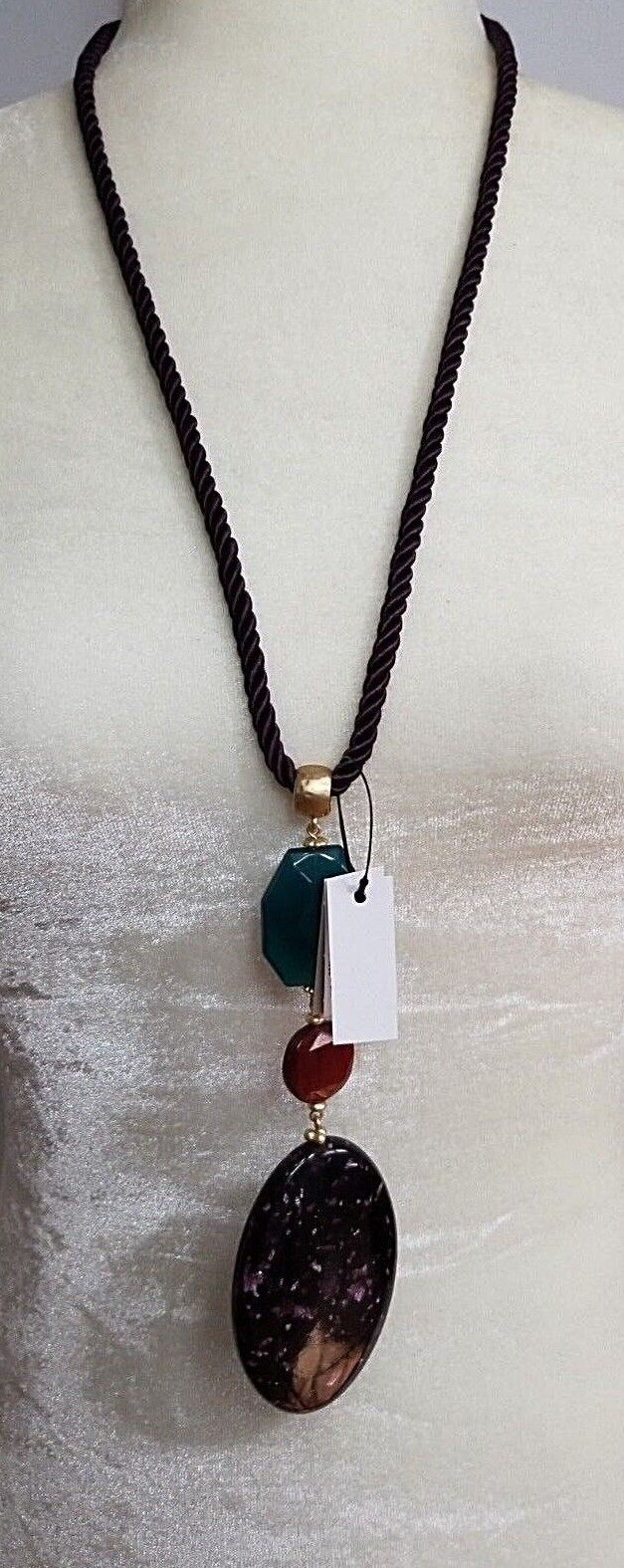 CHICO'S CONVERTIBLE MULTI-COLORED STONE PENDANT NECKLACE