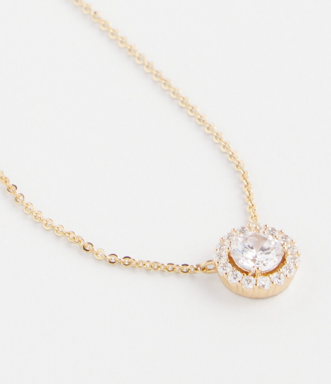 CHICO'S GOLD TONE DROP STONE NECKLACE