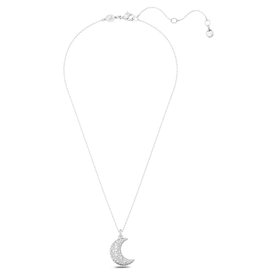 Swarovski Luna pendant Moon, White, Rhodium plated