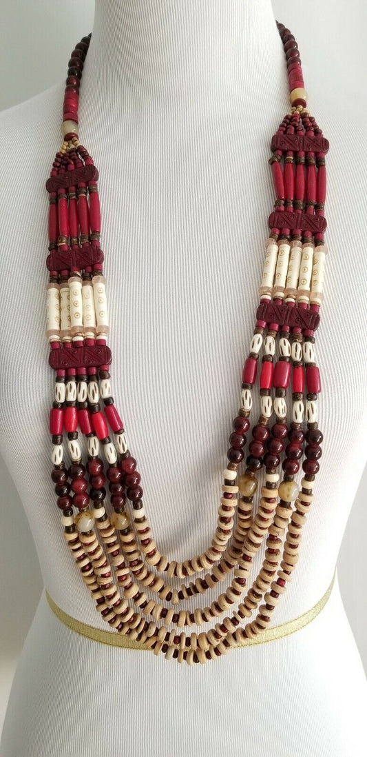 CHICO'S CHERRY-COLORED BIB NECKLACE