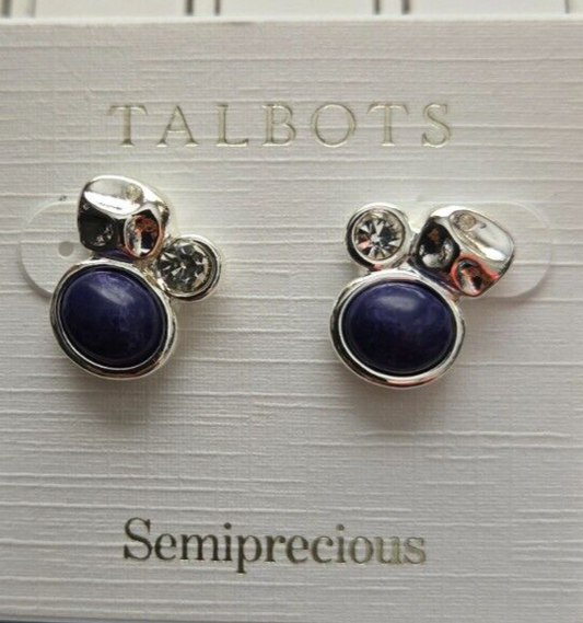 TALBOTS NAVY CLUSTER STUD EARRINGS