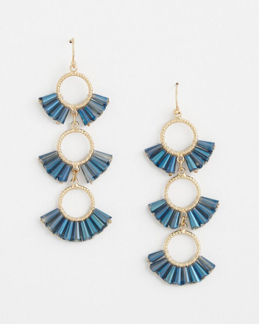 CHICO'S NO DROOP BLUE TRIPLE DROP EARRINGS