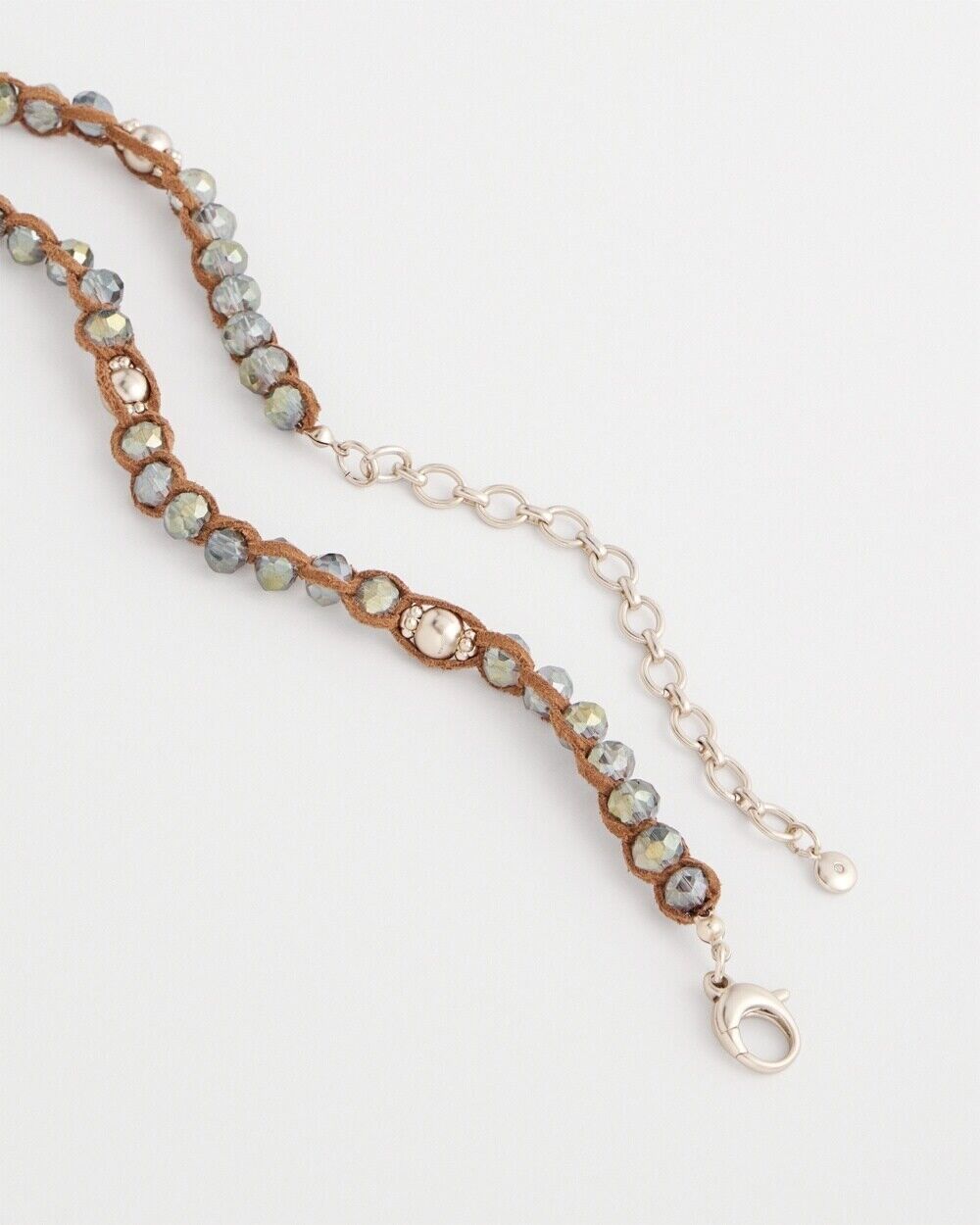 CHICO'S FAUX SUEDE BEADED NECKLACE