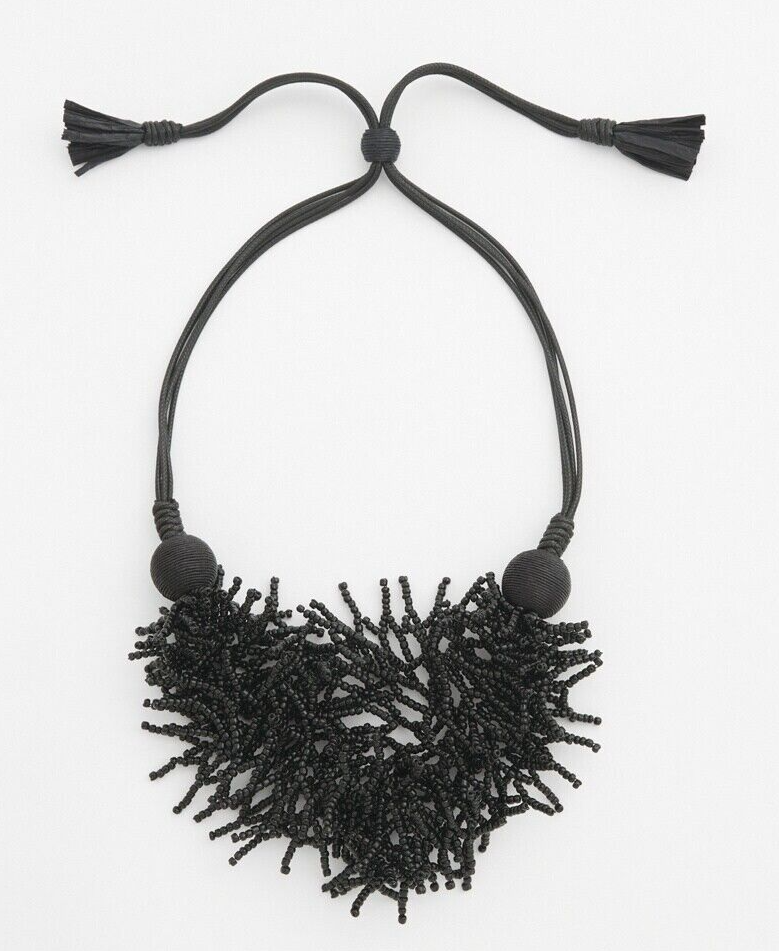 CHICO'S ADJUSTABLE SEED BEADED BIB NECKLACE
