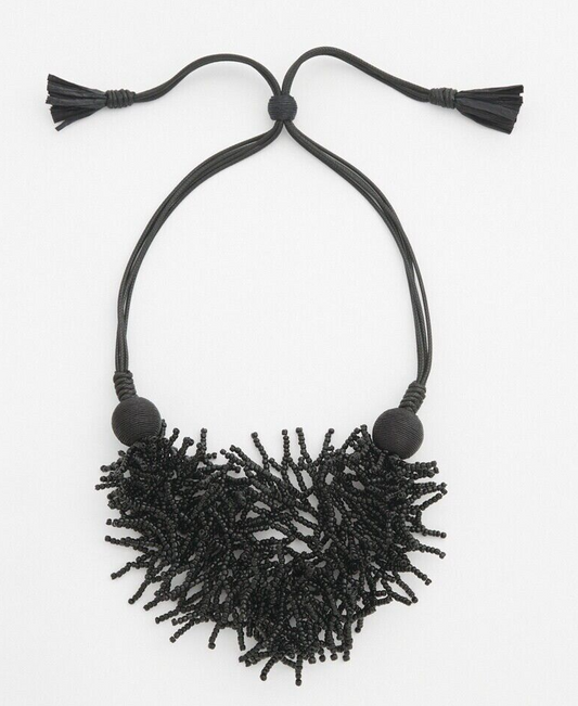 CHICO'S ADJUSTABLE SEED BEADED BIB NECKLACE
