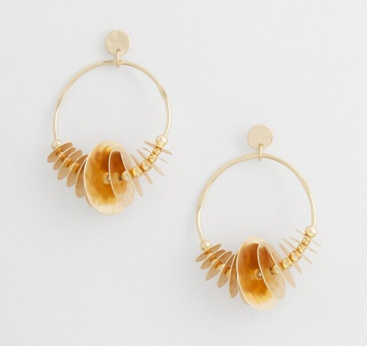 CHICO'S GOLD TONE DROP HOOPS EARRINGS