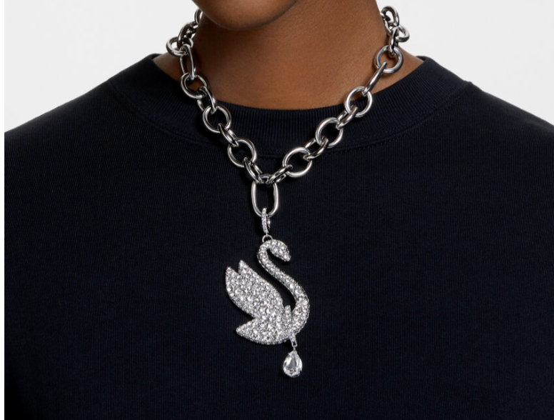 Swarovski Iconic Swan choker Swan, White, Rhodium plated