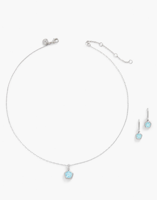 TALBOTS AQUA SPARKLE NECKLACE AND EARRINGS GIFT SET