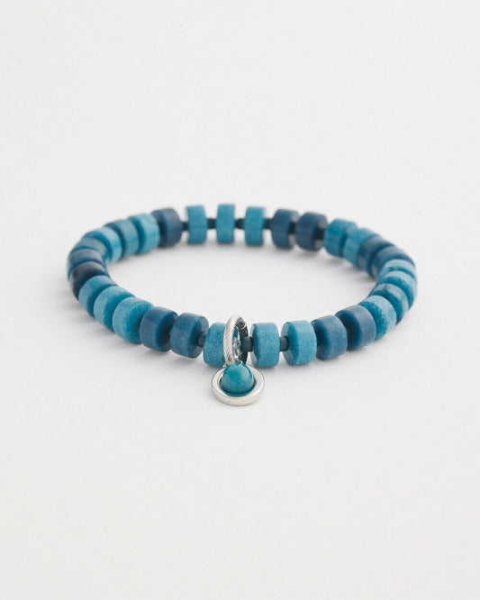 CHICO'S BLUE AGATE DROP OFF STRETCH BRACELET