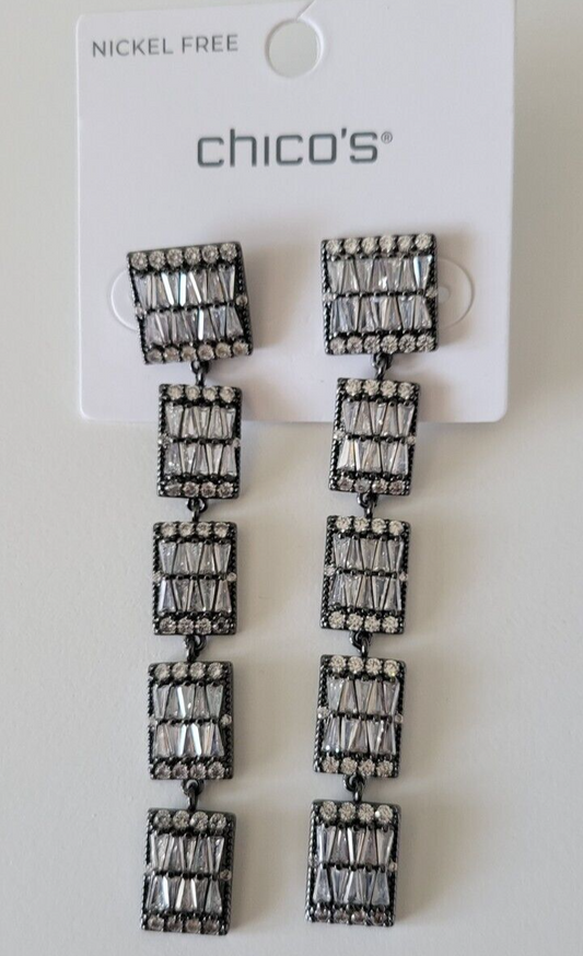 CHICO'S CUBIC ZIRCONIA LINEAR EARRINGS