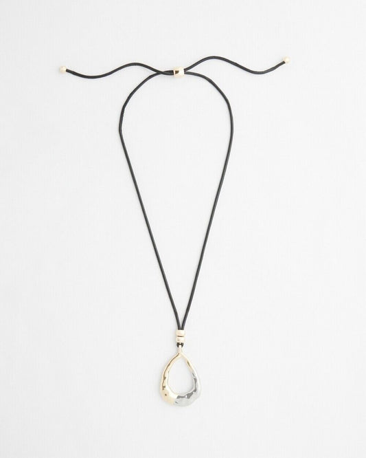 CHICO'S ADJUSTABLE MIXED METAL PENDANT NECKLACE