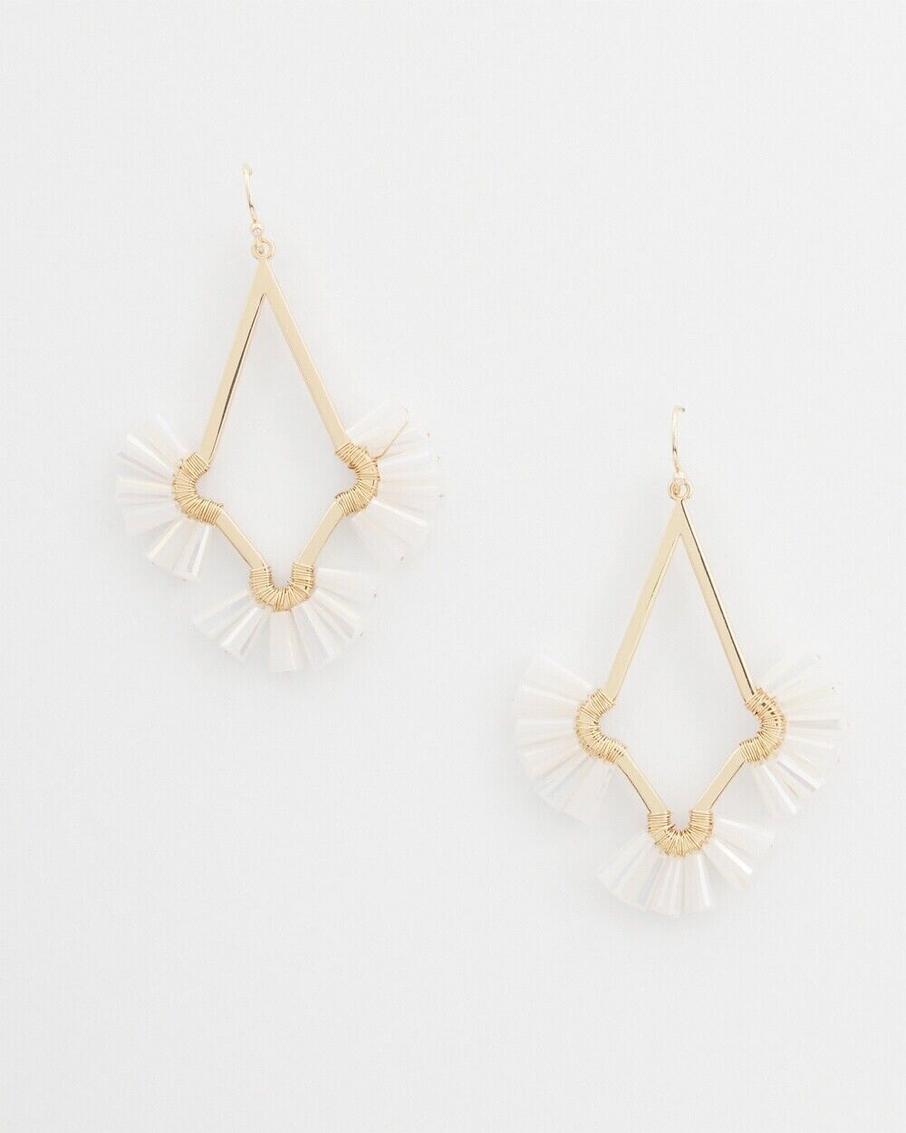 CHICO'S NO DROOP WHITE WHITE GLASS BEAD EARRINGS