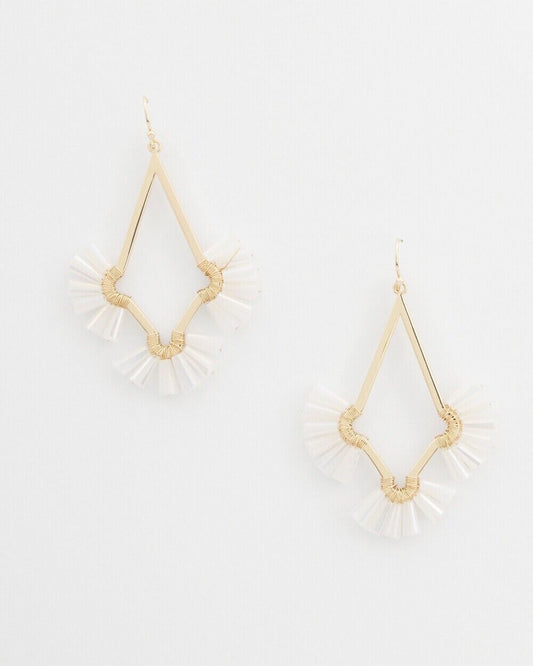 CHICO'S NO DROOP WHITE WHITE GLASS BEAD EARRINGS