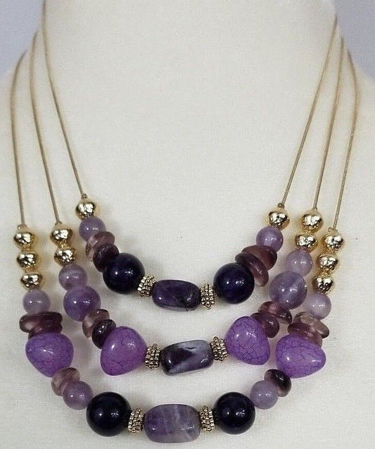 CHICO'S PURPLE STONE ILLUSION NECKLACE