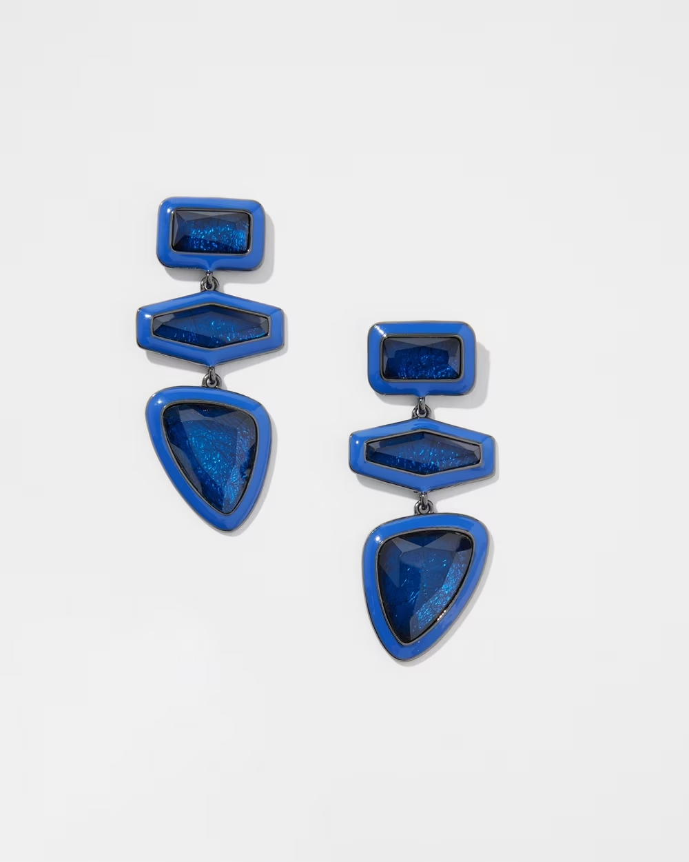 CHICO'S BLUE LINEAR DROP EARRINGS
