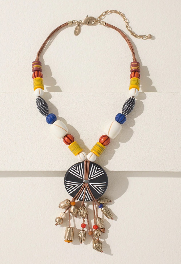 CHICO'S FOLK ART Y-NECK TASSEL NECKLACE