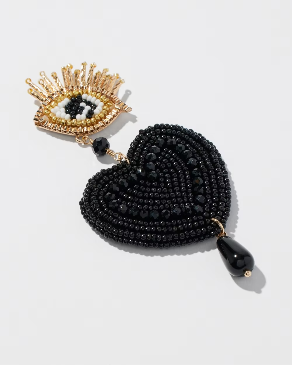 CHICO'S BEADED HEART DROP EARRINGS