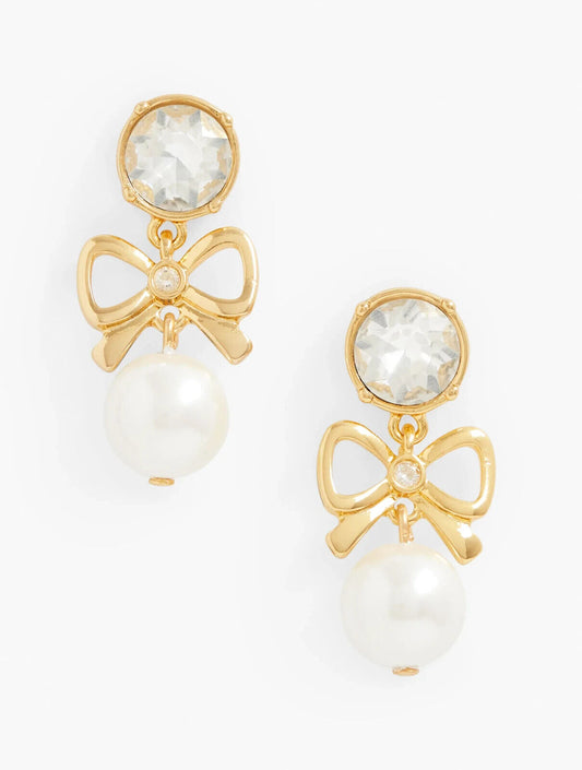 TALBOTS PEARLY BOW DROP EARRINGS