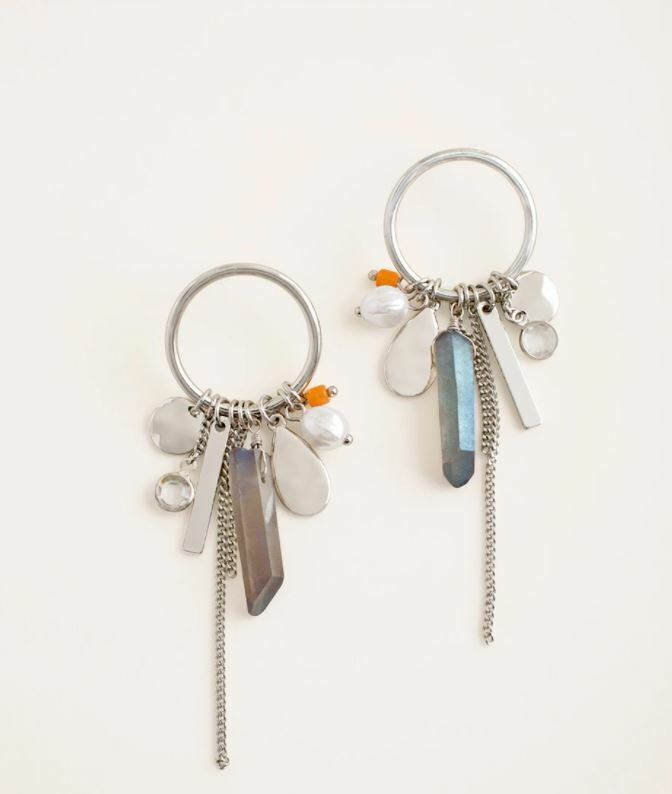 CHICO'S BLUE AND SILVERTONE CHANDELIER EARRINGS