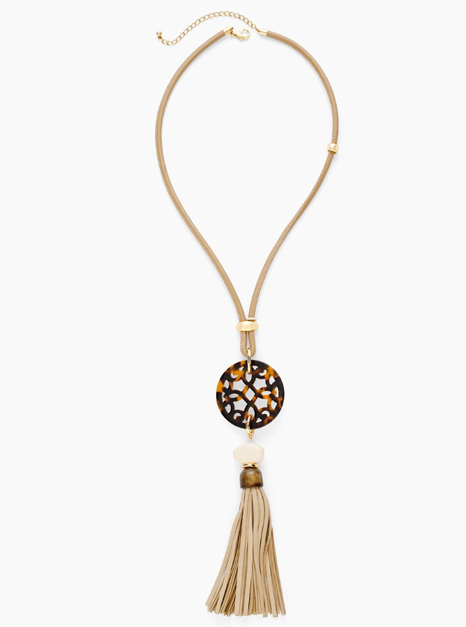 CHICO'S QUINN REVERSIBLE TASSEL PENDANT NECKLACE