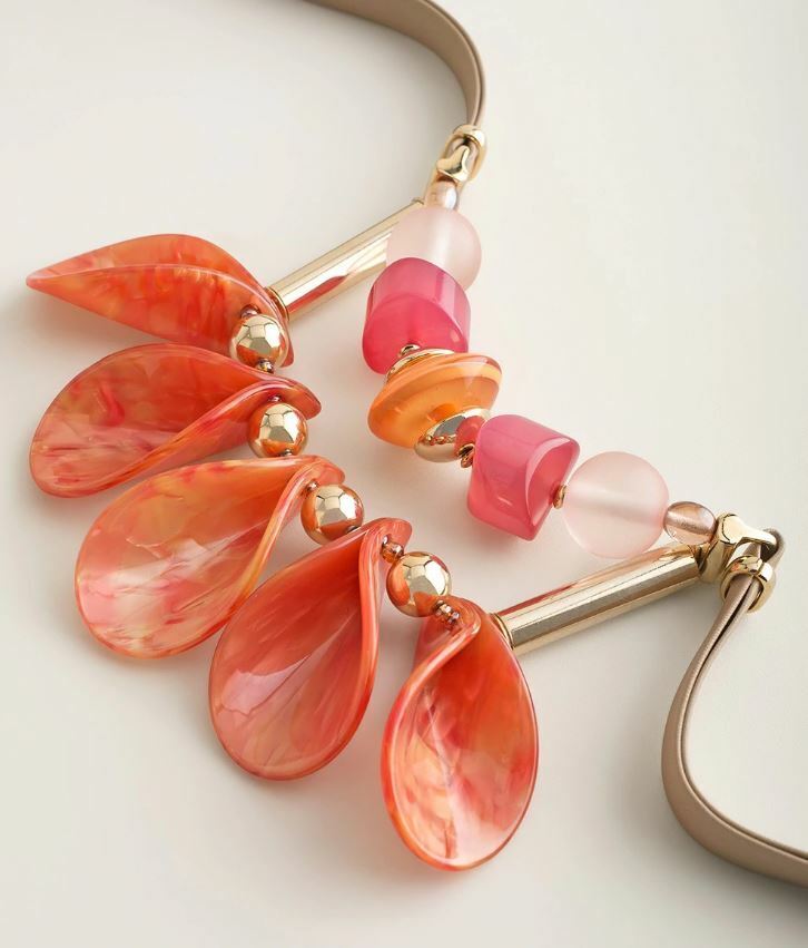 CHICO'S FIERY GOLD-TONE BIB NECKLACE