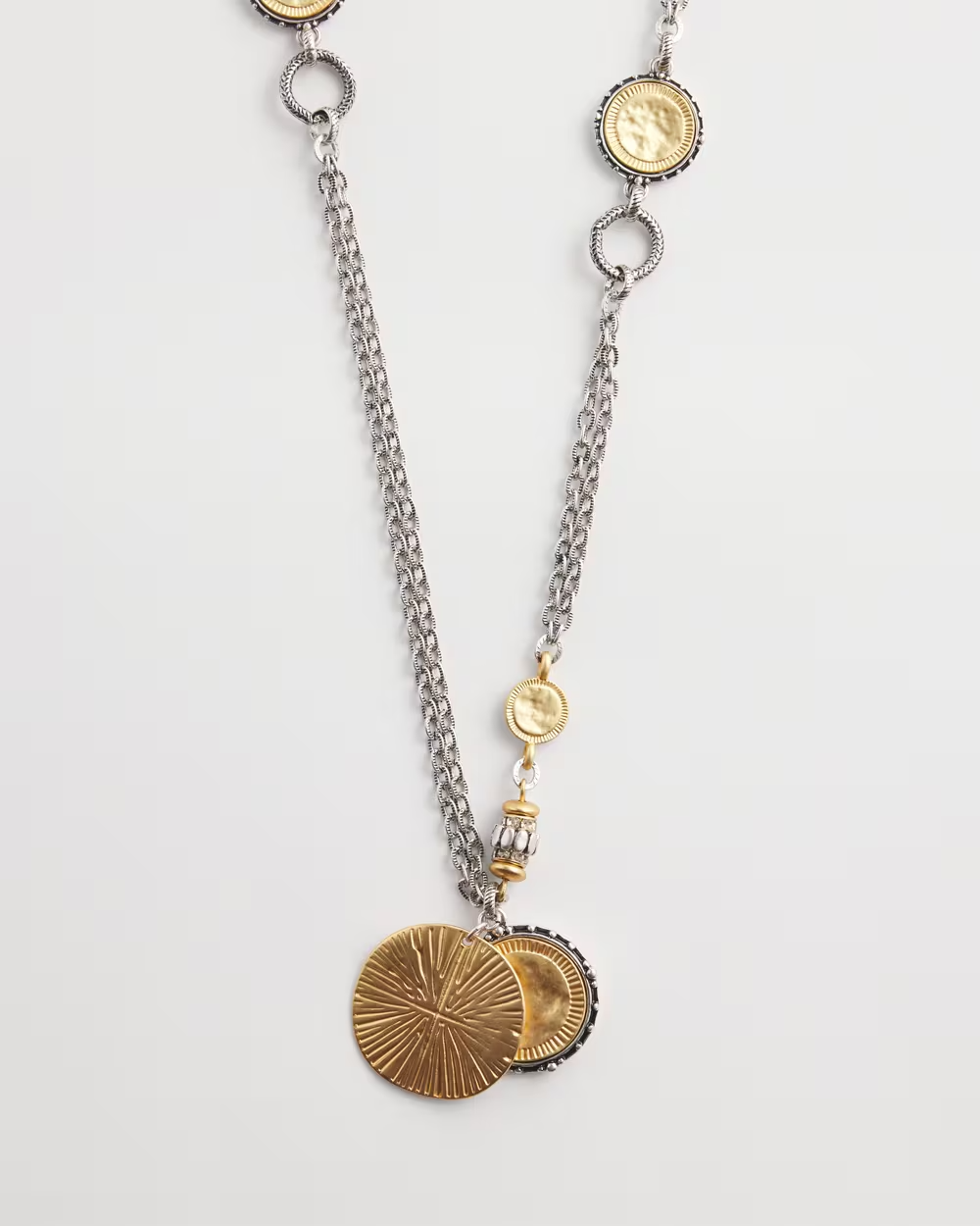CHICO'S MIXED METAL COIN PENDANT NECKLACE