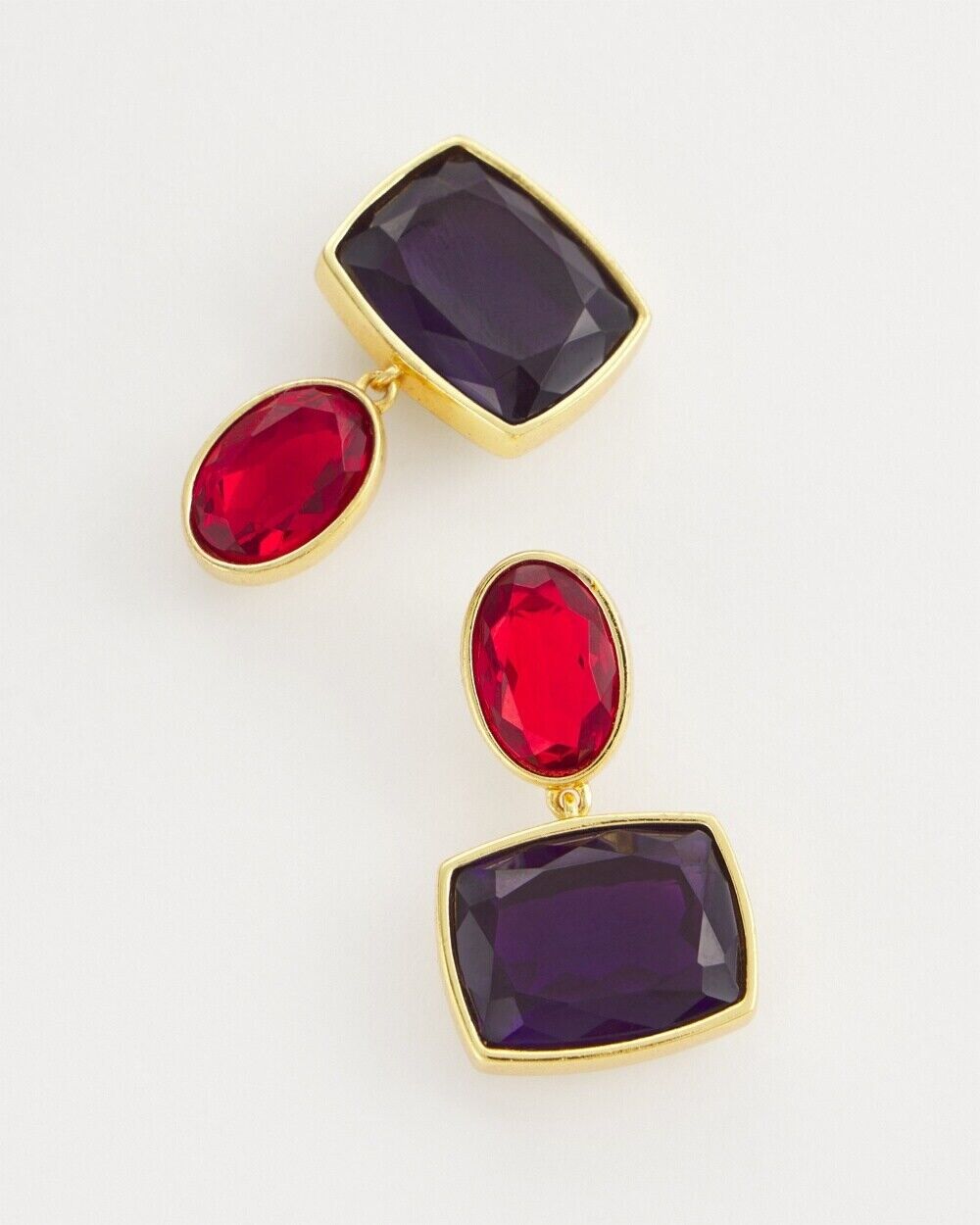 CHICO'S NO DROOP RED DOUBLE DROP EARRINGS