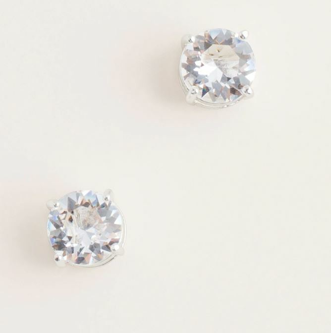 CHICO'S SILVERTONE SIMULATED CRYSTAL STUD EARRINGS