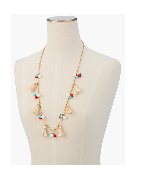 TALBOTS Long Bauble-Cluster & Tassel Necklace