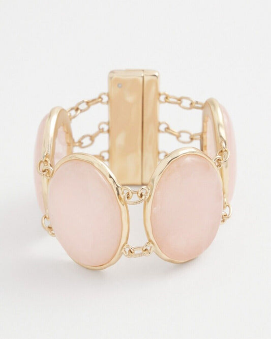 CHICO'S ROSE QUARTZ GOLD TONE BRACELET