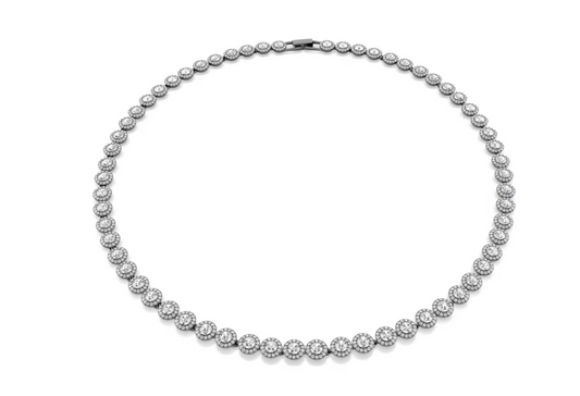 Swarovski Una Angelic necklace Round cut, Long, White, Ruthenium plated