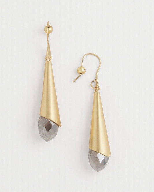CHICO'S NO DROOP GOLD TONE STONE DROP EARRINGS