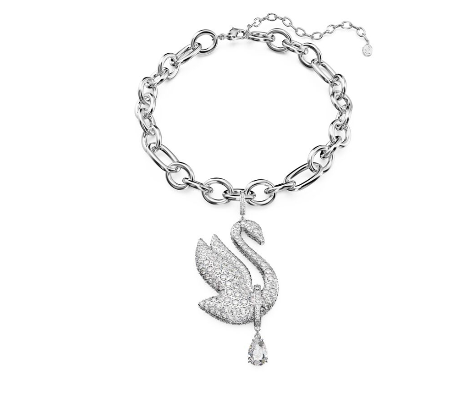 Swarovski Iconic Swan choker Swan, White, Rhodium plated